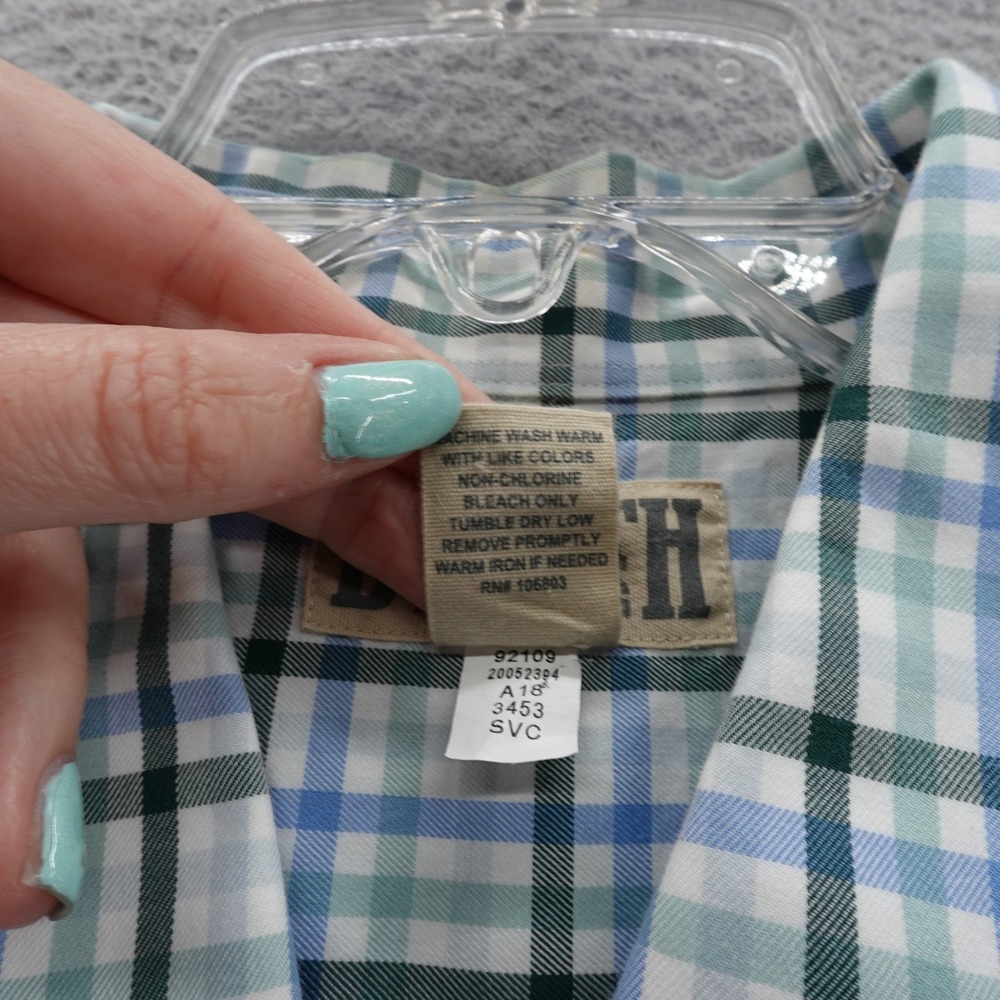 Duluth Trading Short Sleeve‎ Button Down Shirt Large Tall Blue Green Plaid Mens - Picture 9 of 11